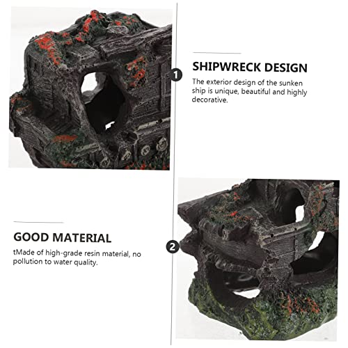 DOITOOL Creative Shipwreck Aquarium Ornament Underwater Fish Tank Decoration Vivid Resin Design for Hiding Place and Natural Habitat Enhancement
