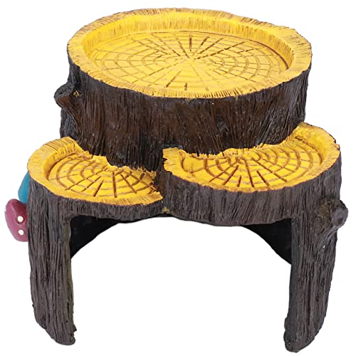 1 Piece Artificial Aquarium Stump, Non-Toxic Resin, Food Platform, Stable, Realistic Design, Terrarium Cave Ornament for Shelter