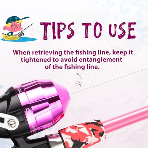 Kids Fishing Pole, Portable Telescopic Kids Fishing Poles for Boys and Girls, Fishing Rod and Reel Combo Kit with Tackle Box, and Fishing Net, Best Fishing Pole for Toddler Youth - color: PINK