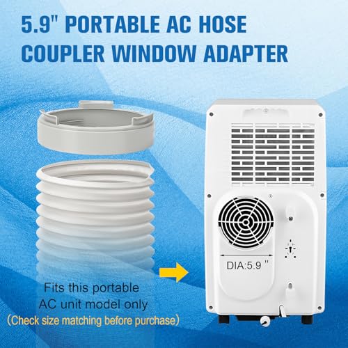 Portable Air Conditioner Hose Kit AC Hose with Adapter 5.9" Dia 59" Length Flexible Exhaust Hose and AC Unit Tube Connector for Portable Air Conditioner Vent - size: Dia 5.9" Exhaust Hose L 59"&Coupler AA01