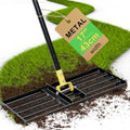 Colwelt Lawn Leveling Rake17 x10, Lawn Leveler Rake with Great Leveling Accuracy, Leveling Rake for Soil with 77’’ Adjustable Curved End Grip Handle, Lawn Leveling Tool Yard Leveler for Leveling Soil