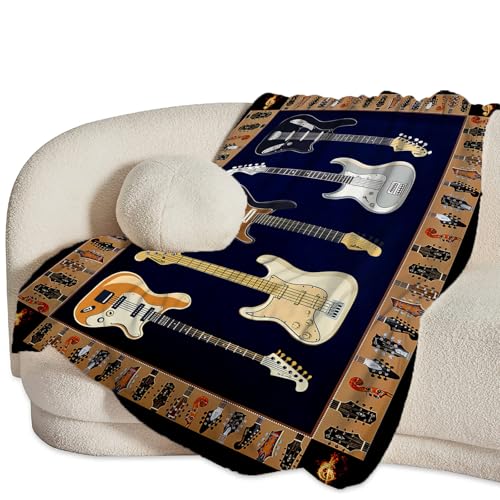 Cool Guitar Blanket Super Soft Warm Fluffy Flannel Music Throw Blanket Cozy Fuzzy Plush Bedding Blanket Gift for Boys Girls Teens Adults Couch Sofa 60"x50" - color: Electric Guitar, size: 60"x50"