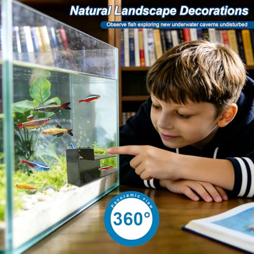 Aquarium Tunnel and Fish Cave – Dual-Entrance Underground Hiding Caves for Small Fish, Fish Tank Decor for Shrimp, Corydoras, Loaches, Betta and Small Bottom Dwellers