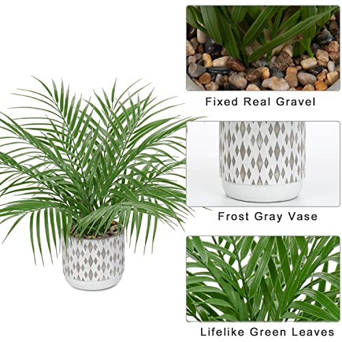 Hollyone Large Artificial Potted Plants Fake Palm Plants 16" Faux Green Plant Plastic Ceramic Tropical Palm Tree in Pots Bohemian for Home Room Office House Indoor Decorative - color: 16" Palm Potted-2