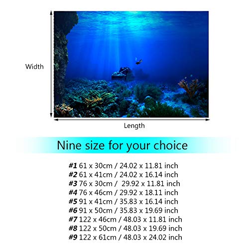 FILFEEL Aquarium Background Fish Decorations Pictures 3D Effect PVC Adhesive Poster Underwater World Backdrop Decoration Paper Cling Decals Sticker (122 x 61cm)