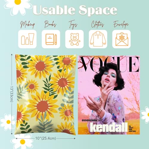 Metronic Poly Mailers 10x13 Inch Shipping Bags for Clothes,Self Adhesive Shipping Envelopes for Small Business,Waterproof Mailers Poly Bags for Shipping,Packaging Mailing Bags Sunflower 100pc - color: Sunflower, size: 10x13 100pc