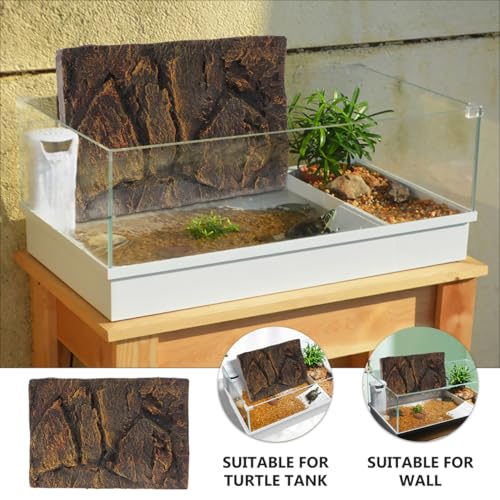 Kisangel 3D Reptile Tank Background Board Pu Material Turtle Habitat Decoration for Terrarium Aquarium Wall 17.71X11.81X1.37In Durable Reptile Habitat Backdrop - color: Dark Brown