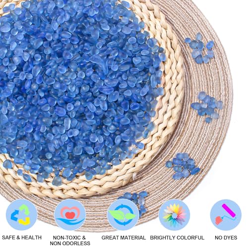 Keedolla 0.5 Lb Light Blue Aquarium Rocks Betta Fish Tank Gravel, 6-9mm Frosted Sea Glass Marbles Gemstones Vase Fillers for DIY Crafts, Aquarium, Home Decor - color: Light Blue, size: 0.5 LB