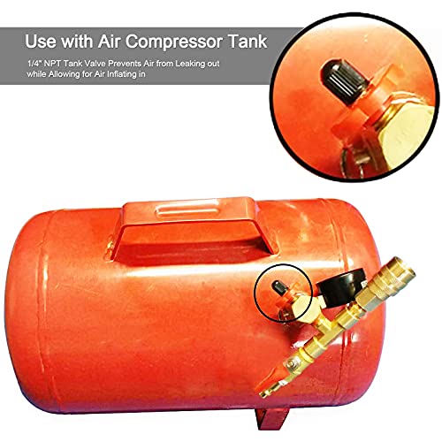 GODESON 1/4" NPT Tank Valve, Anti-Corrosion Brass Schrader Valve with 1/4" Male NPT,Using with Air Compressor Tanks(Pack of 4) - style: 1/4"NPT