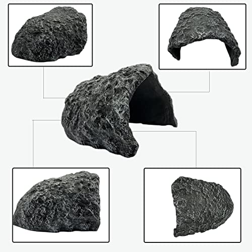 Large Realistic Rock Reptile Hide Cave, Terrarium Aquarium Decor Hideout for Bearded Dragons, Lizards, Snakes, Geckos, Turtles & Tortoises