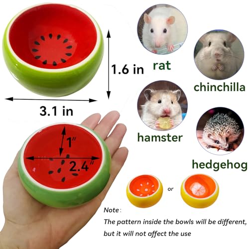JSLZF Hamster Bowl Ceramic Rat Bowl Small Hamster Food Dish Prevent Knocking Over, Food Splashing and Chewing Feeding Dish for Gerbil Chinchilla Rat Ferret (3 PCS)