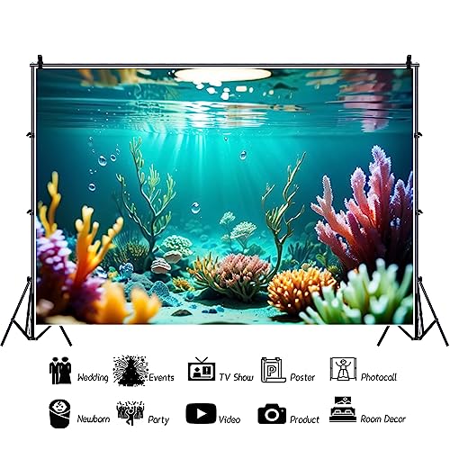 Renaiss 6x4ft Underwater World Backdrop Under The Sea Marine Life Tropical Fish Coral Reef Ocean Aquarium Photography Background for Diving Holiday Theme Kids Baby Birthday Party Decor Props - color: WSNWH20624, size: 6x4ft