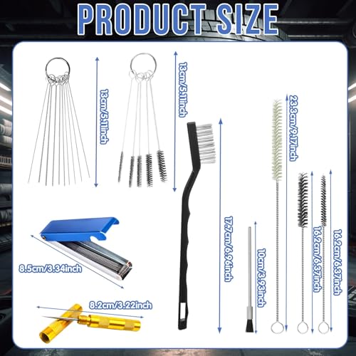 9Pcs Carburetor Jet Cleaning Kit Tool, Professional Welding Tip Cleaner & Carb Jet Cleaning Kit with Brushes, Stainless Steel Needles & Hooks for Motorcycle ATV Chainsaw & Welder - color: C-Style-9PCS