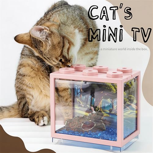 Small Betta Fish Tank, Mini Sea Monkey Tank Aquarium Kit with Gravel & Background Resin Decor, 0.6 Gallon Stackable Tabletop Fish Bowl Accessories for Shrimp Seaweed Ball (Pink) - color: Pink