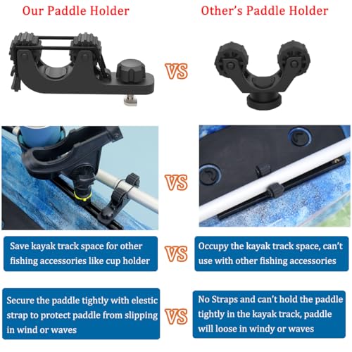 Huntury Kayak Paddle Holder, Save Kayak Track Space, Fishing Net, Fishing Poles Holder for Fishing, Track Mount Accessories