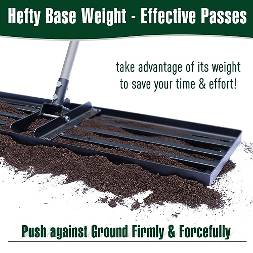 Jardineer 36 Inch Heavy Duty Lawn Leveling Rake, 72 Inch Long Handle Yard Leveler for Grass Soil, Ground Dirt Leveler Tool for Lawn, Garden, Golf Course Maintenance - style: 36inch Lawn Leveling Rake with 72 Inches Long Handle