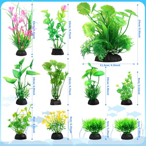 QUOZUO Fish Tank Accessories Aquarium Decorations Green Plants, 11cs Small Goldfish Turtle Tank Decorations Artificial Plants, Aquarium Decor Plastic Grass Plant - color: Green
