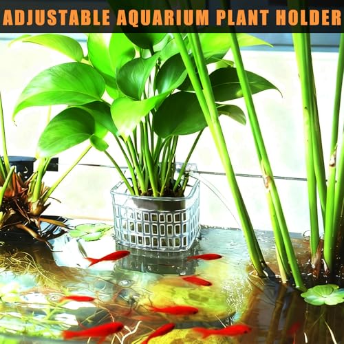 2pcs Upgraded Adjustable Aquarium Plant Holder，Fish Tank Plants Holder,Fish Tank Aquaponics Plant Cultivation and Aquarium Landscape Decoration with Hooks and Suction Cup(Transparent)