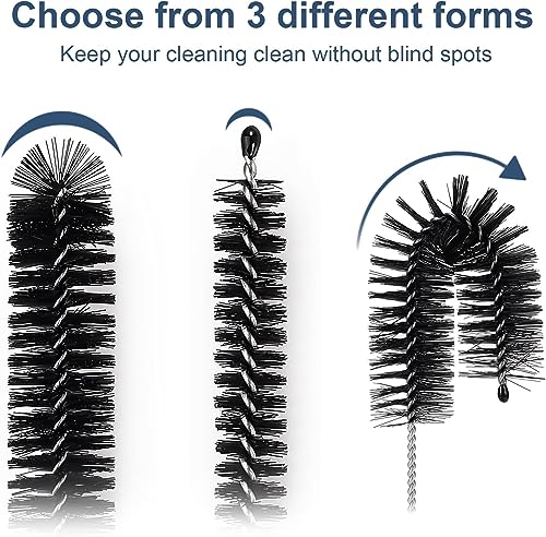 Straw Cleaner Brush Set, 12 Pieces Botthle Cleaning Brush and Nylon Tube Brush Brush, 11.8 Inch Long Cleaning Brush Kit for Water Bottle, Straws on Tumbler, Sippy Cup, Tea Pot Spout - color: 11.8 Inch Black Cleaning Brushes