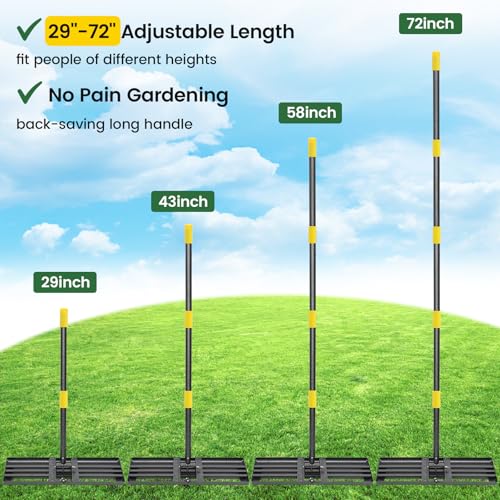 Lawn Leveling Rake with 30"x10" Foldable Curved Ground Plate, Heavy Duty 72" Long Handle Lawn Leveler Tool for Leveling Compost Soil Dirt Sand Grass Peat Moss - style: Foldable 30X10" - 6FT