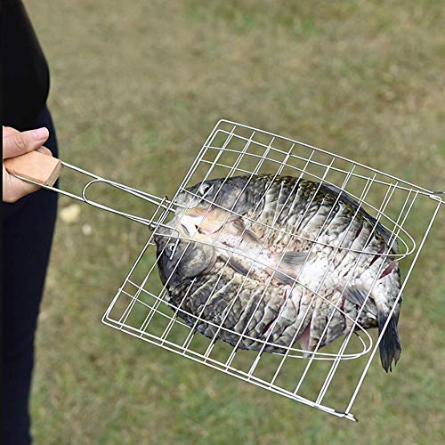 Fish Grill Basket, Stainless Steel Fish Grilling Rack Non Stick for Outdoor Grill Vegetables BBQ Grilling Rack for Oven Veggies Shrimp Cooking Accessories Outdoor Camping
