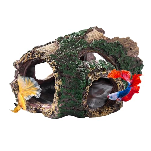 Resin Tree Trunk Aquarium Hideout Decoration, Driftwood Betta Fish Tank Cave, Non Toxic Safe Aquarium Ornament Decorations for Shrimp, Reptile Terrarium Cave Hide Accessories (Trunk) - color: Trunk