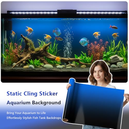 Aquarium Background - Static Cling Fish Tank Sticker - Black Blue Gradient | Easy Install for Glass Tanks, No Residue, Reusable 60 x 30 cm / (24 x 12 inches) - color: Black Blue, size: 24 x 12 inches