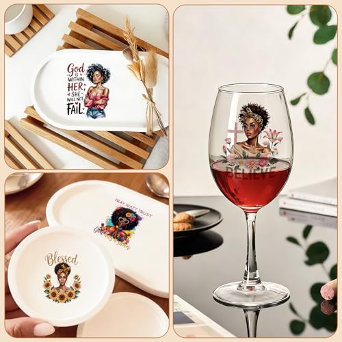 UV DTF Cup Wraps, 4 Sheets Black Women 16oz Glass Cups, Clear Transfer Stickers for Tumblers and Bottles, Assorted Pattern Set - style: Black Women