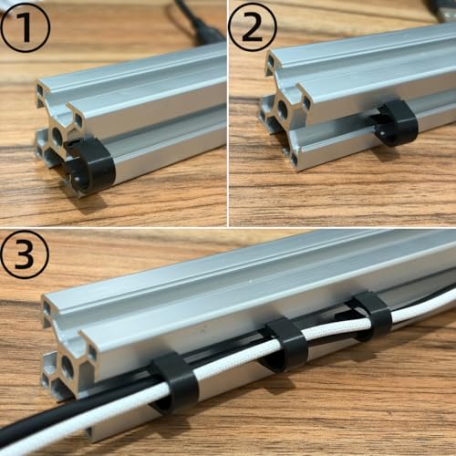 2020 Series Cable Clips, 20PCS T-Slot Aluminum Profile Accessories for EU Standard 2020 Aluminum Extrusion, Black Linear Rail Cord Organizer for 3D Printer Parts CNC DIY - color: 2020 Series Black