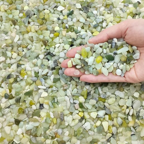 FANTIAN 5 lbs Jade Pebbles for Indoor Plants,1/4 inch Polished Gravel Rocks for Plants, Succulents, Cactus, Vases, Terrarium and Outdoor Gardening - size: 5 pounds, style: Jade