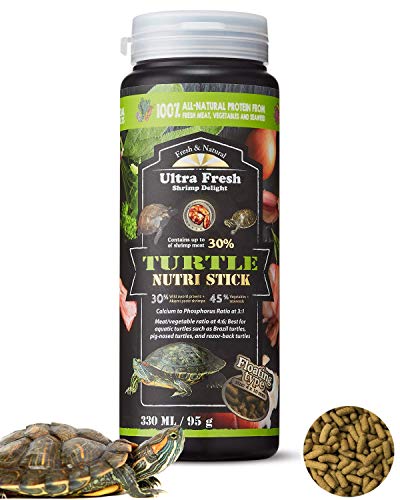 Ultra Fresh - Turtle Nutri Stick, Wild Sword Prawn, Calcium & Vitamin D Enriched Aquatic Turtle Food with Probiotics for Picky Turtles, Made from All Natural Ingredients 3.35 oz - size: 3.35 Ounce (Pack of 1)