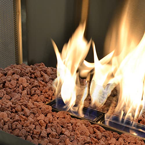 Mr. Fireglass 10 Pounds Red Natural Lava Rock for Indoor Outdoor Gas Fire Pits Fireplaces | Volcanic Lava Stones for Decorating Garden Landscaping, Potted Plants, 0.3"-0.6" - color: Red, size: 0.3"-0.6"