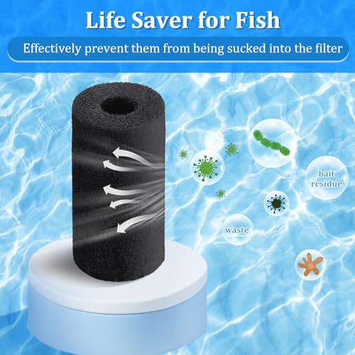 12 Pack 5.9'' Big Pre-Filter Sponge Foam Replacement Filtration Kit for Aquarium, 0.8" Intake Shrimp Fry Fish Tank Filter, Replacement Foam Cover