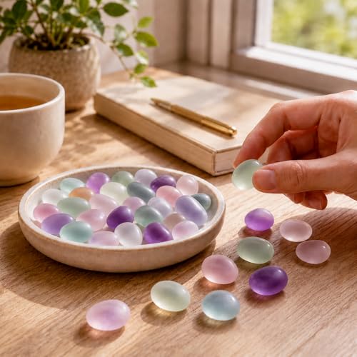 Polished Fluorite Crystal Bulk - 0.5" Colorful Tumbled Stone Chips Rocks, 10 oz Crushed Sea Glass Vase Filler Small Stones for Healing, Reiki, Crafting, Home Decor - color: Fluorite, size: 0.5"