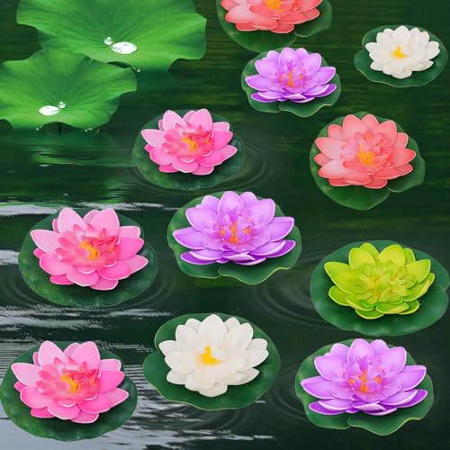 2PCS Artificial Lotus Floating Simulated Plant Realistic Aquarium Garden Lily Decoration Micro Landscape Pond Water,10cm (Purple) - color: Purple