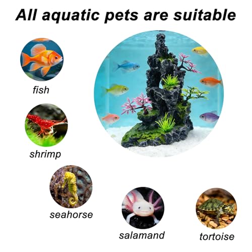 Small and Medium-Sized Aquarium Mountain Landscape Stone Decoration, Resin Rock Water Scenery cave Plant Decoration Fish Tank Accessories Beta Hidden cave Rockery Landscape -7.9 inches high
