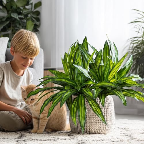 4 Pcs Artificial Greenery Stems Dracaena Faux Branches Artificial Plants Realistic Fake Dracaena Greenery Realistic Plants for Indoor Outdoor Porch Patio Home Office Living Room Decor (Light Green) - color: Light Green
