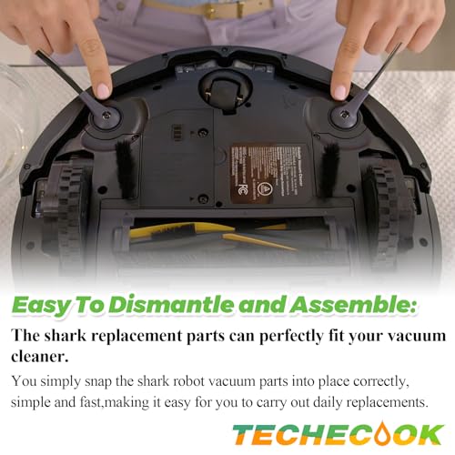 Replacement Parts for Shark Robot Vacuum R101AE RV1001AE AV911S RV2001WD RV1100SRUS RV1100VRUS by Techecook - Includes 6 x Side Brushes, 3 x Filters,1 x Main Rolling Brush and 1 x Cleaning Brush
