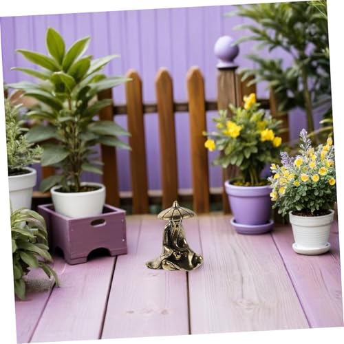 4pcs Miniature Brass Fisherman Figurines with Monk and Small Bridge, Asian Style Garden Statues for Aquarium Terrarium and Home Décor Micro Landscape Ornaments