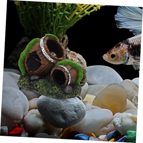 Happyyami Fish Tank Resin Decoration Aquarium Ornaments for Betta Fish Hideout Small Rustic Tank Accessories for Aquatic Environments