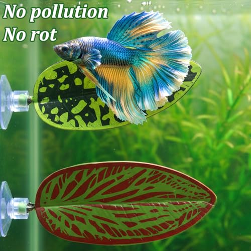4 Pcs Betta Hammock Aquarium Decor Betta Fish Tank Decor Plastic Plants Bettas Fish Leaf Hammock Bettas Fishes Toys for Resting Sleeping Playing Hiding Breeding