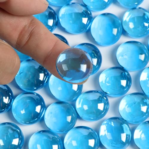 0.5 lb Light Blue Glass Beads for Vases, Glass Pebbles, Flat Marbles Stones for Vase, Aquarium, Candle, Crafts, Centerpieces and Wedding Decoration - color: Light Blue, size: 0.5LB