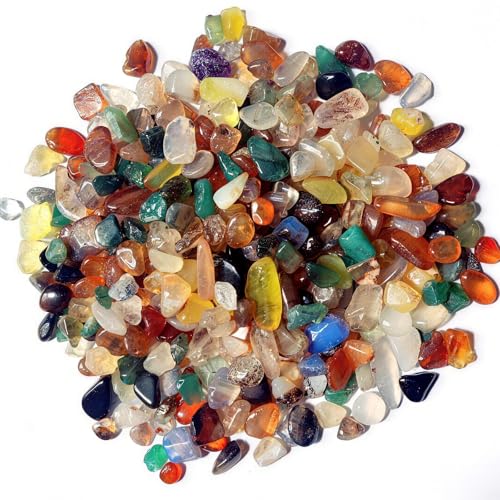 Rocks for Plants Indoor,Aquarium Gravel,0.44lb Agate Aquarium Gravel Rocks,Crystal Chips Stone Crushed Quartz for Crafts, Vases Filler, Succulent Plants, (Agate) - color: Agate