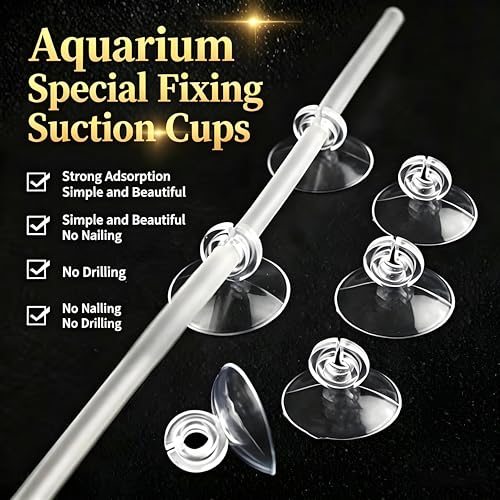 10Pcs Aquarium Suction Cup Clips Set, Fish Tank Air Line Holder, Clear Plastic for Glass Fish Supples
