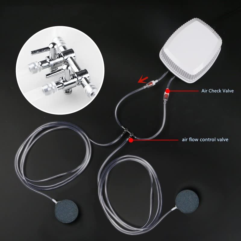 2Pack 2-Way Air Flow Control Lever Valve with Airline Tubing Connector for Aquarium Fish Tank