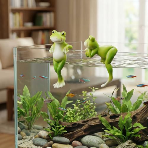 2PCS Frog Figurines Plant Garden Statue Ornament, Funny Plant Decoration for Bonsai Succulents Aquariums Home Pots, Creative Gift for Plant Parents (2 Unique Styles) - style: Frog2