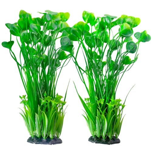 Large Plastic Aquarium Plants,2 Pcs Tall Fish Tank Plants Decor Artificial Seaweed Water Plant Ornament Freshwater and Saltwater Extra Large Aquarium Plant Decorations for Small Tanks - color: Green (Style C)