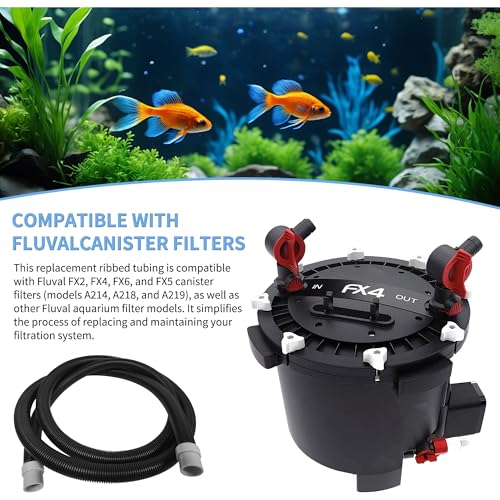 A20236 Ribbed Hosing for Fluval FX2/FX4/FX6 Canister Filters (A214, A218 and A219), Replacement for Fluval Aquarium Filter, 13.25 Ft Hose - Suitable for Freshwater and Saltwater Aquariums
