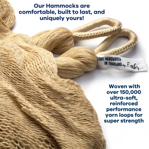 Handwoven Hammock by Yellow Leaf Hammocks - Family Size, Fits 2+ PPL, 550lb max - Weathersafe, Super Strong, Easy to Hang, Ultra Soft, Artisan Made - Color: Natural Khaki - color: Big Sur- Natural Khaki, size: Fits 1-2+ People (550 lb. Capacity)