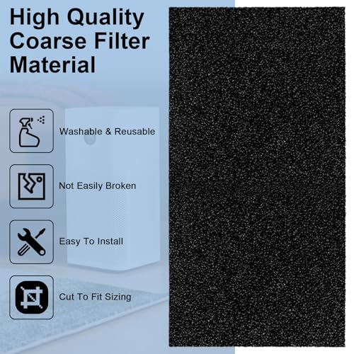 Air Filter Foam Sheet Material, 24" x 12" x 3/8" 40 PPI Filter Foam Sheet, Reusable Air Filter for Cutting and Fitting Purifier, Aquarium, Fish Tank, Air Conditioner